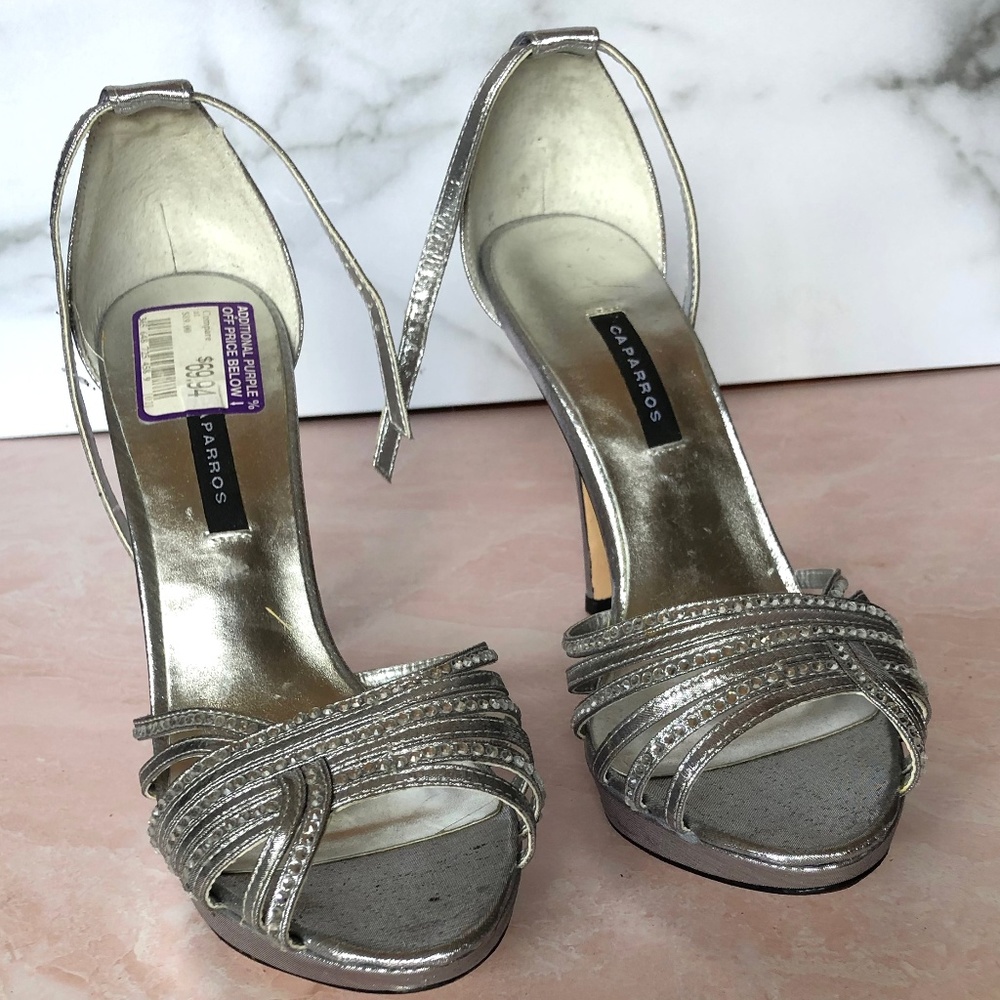 Silver Stilettos, Size 8, Caparros, Never Worn